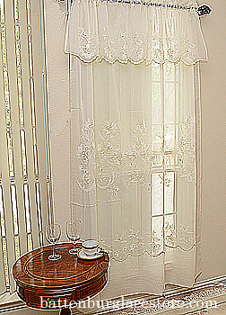 Sheer Embroidered Windows Valance 18"x60". Susan #094. Pearled. - Click Image to Close